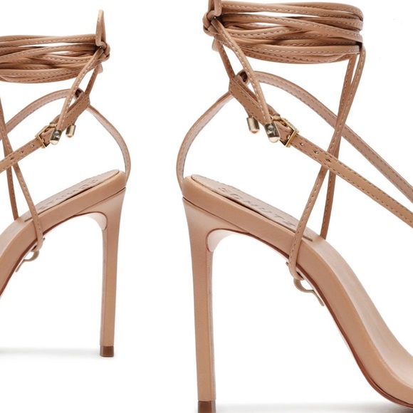 SCHUTZ Vikki Leather Heel 8 Size Nude/Beige Color Sandal - Picture 4 of 13